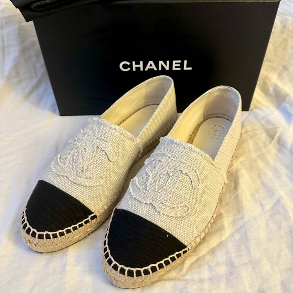 Chanel Espadrilles Fabric Beige/Black